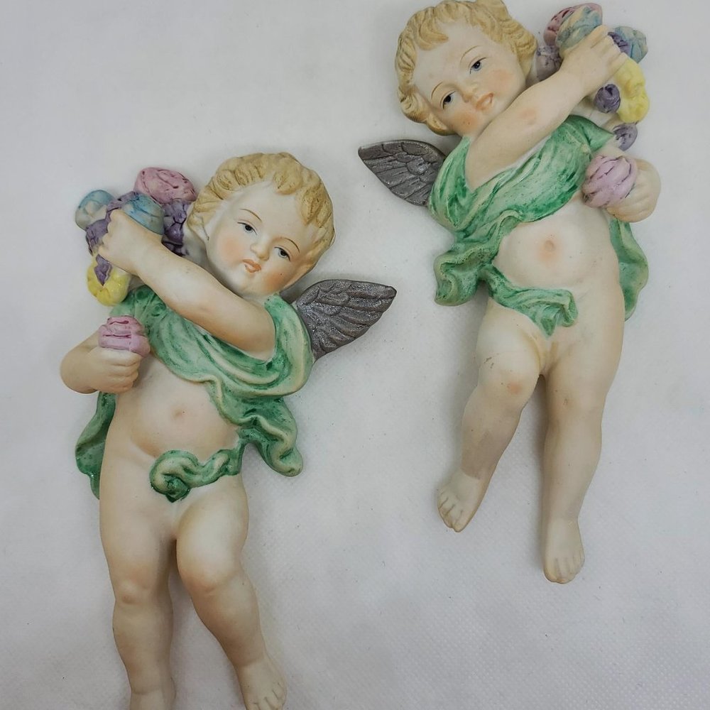 Vintage Bisque Cherub Wall Decor